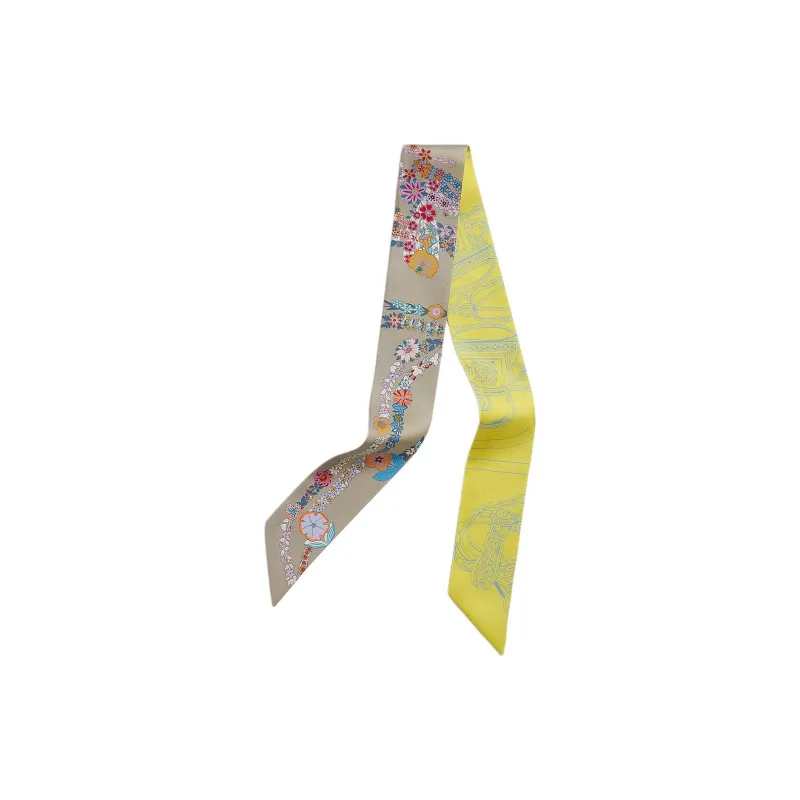 HERMES Silk Silk Scarves Unisex Yellow-0
