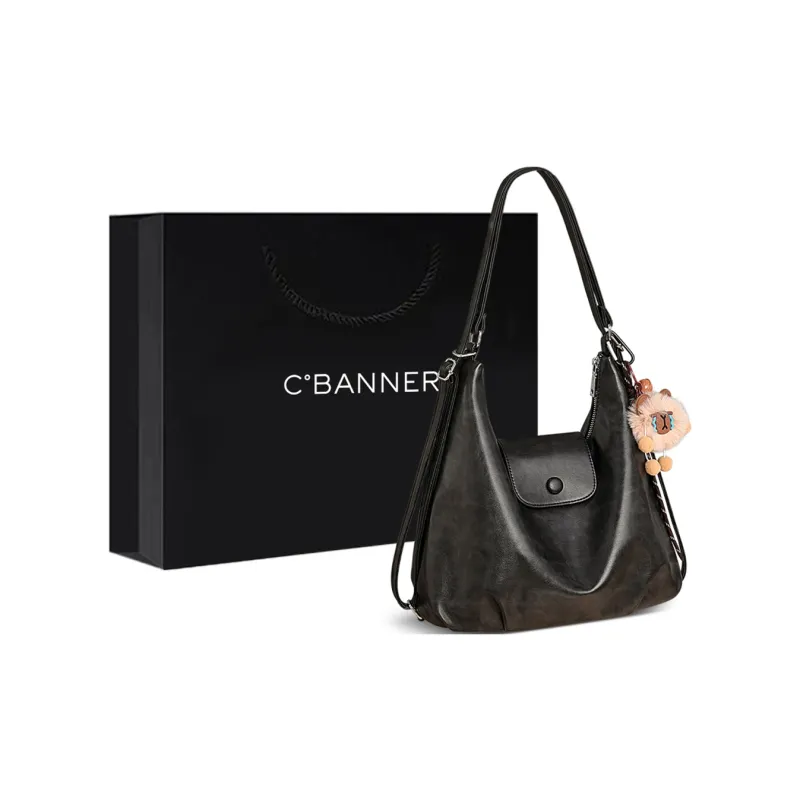 C°BANNER Synthetic Leather One Shoulder Underarm Tote Regular Women's Coffee/Brown/Black-10