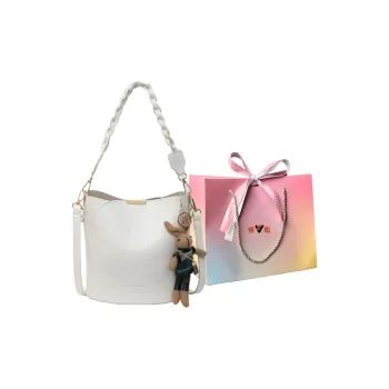 Yalu PU Shoulder Bag Crossbody Bag Bucket Bag Handbag Regular Women's Ecru/Black/Coffee