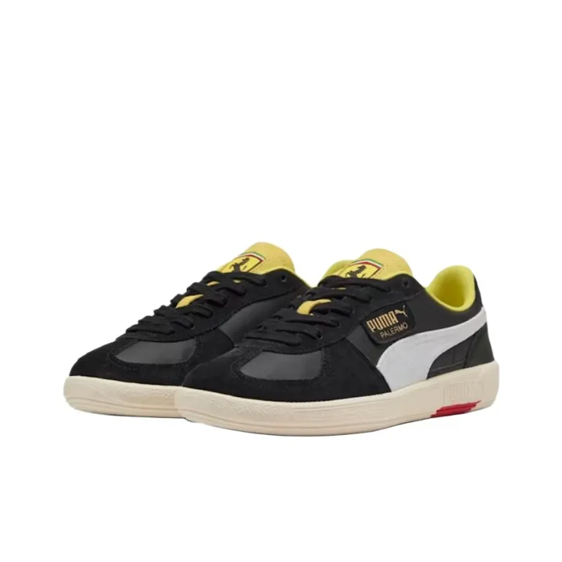 SCUDERIA FERRARI x PUMA Palermo Anti Slip Wear Resistant Low Top Skateboard Shoes Men's Black Yellow-2