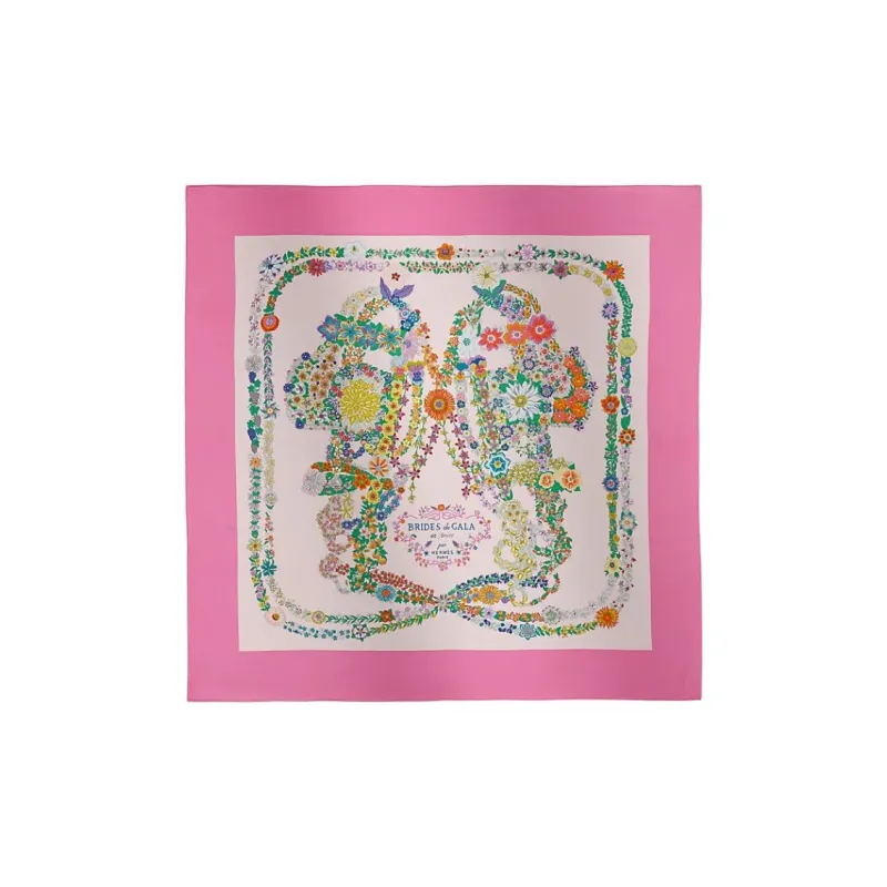 HERMES Mulberry Silk Scarves Women's Pink-0