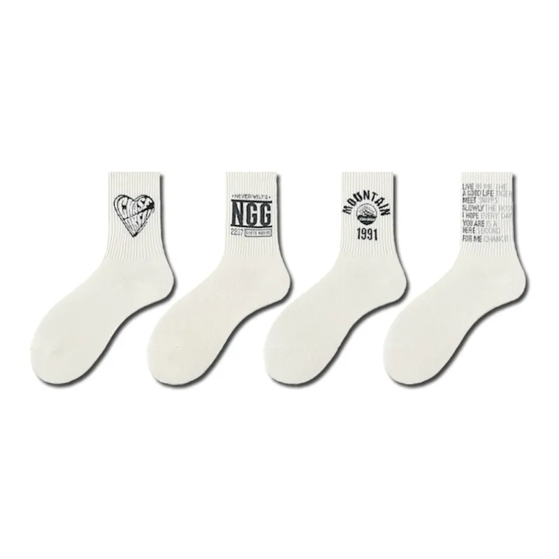 YOOKA Mid Calf Socks Unisex 4 Pack-5