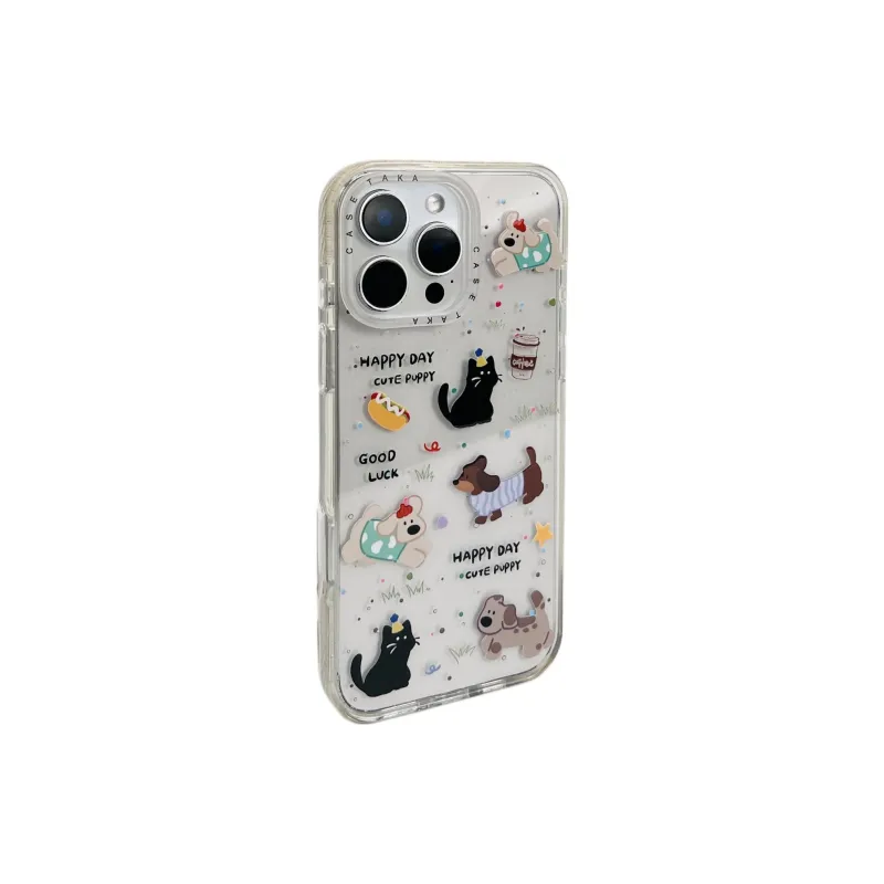 Wei Xin Acrylic Material Transparent Kitten Puppy Phone Cases Compatible With IPhone 16/15 Pro Max/Apple 13/14 Pro/Max-1