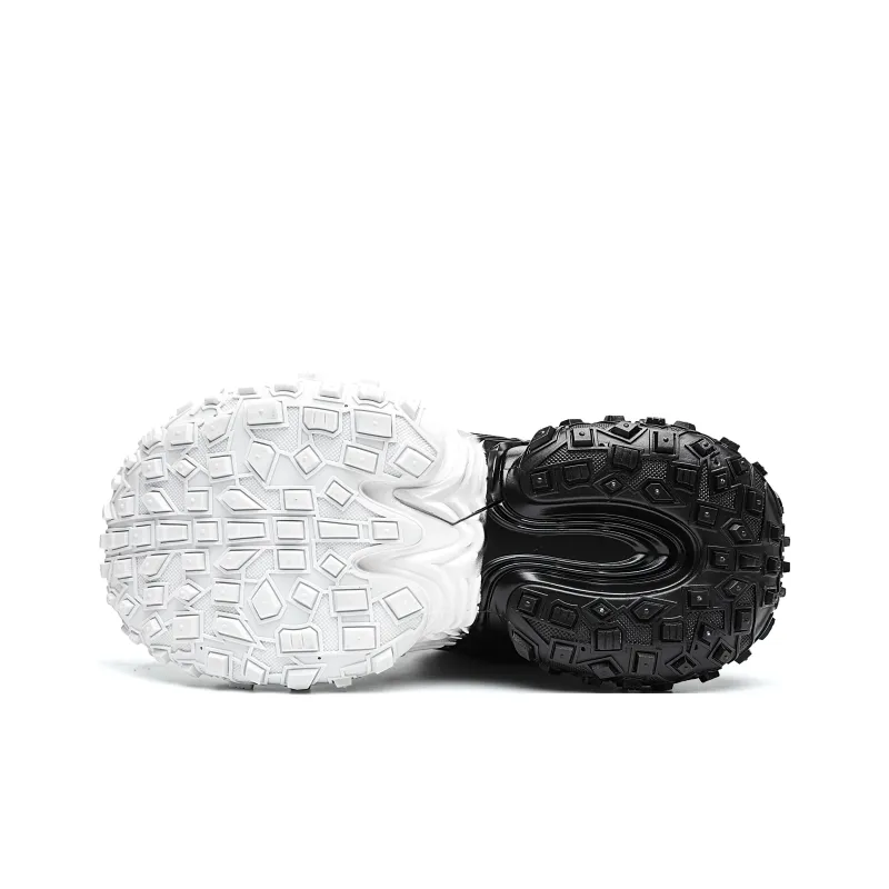 MVA Non slip Wear resistant Impact resistant Low Top Chunky Sneakers Unisex Black White Gradient-4