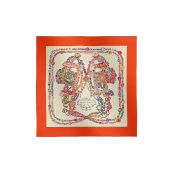 HERMES Mulberry Silk Scarves Women's Vermilion