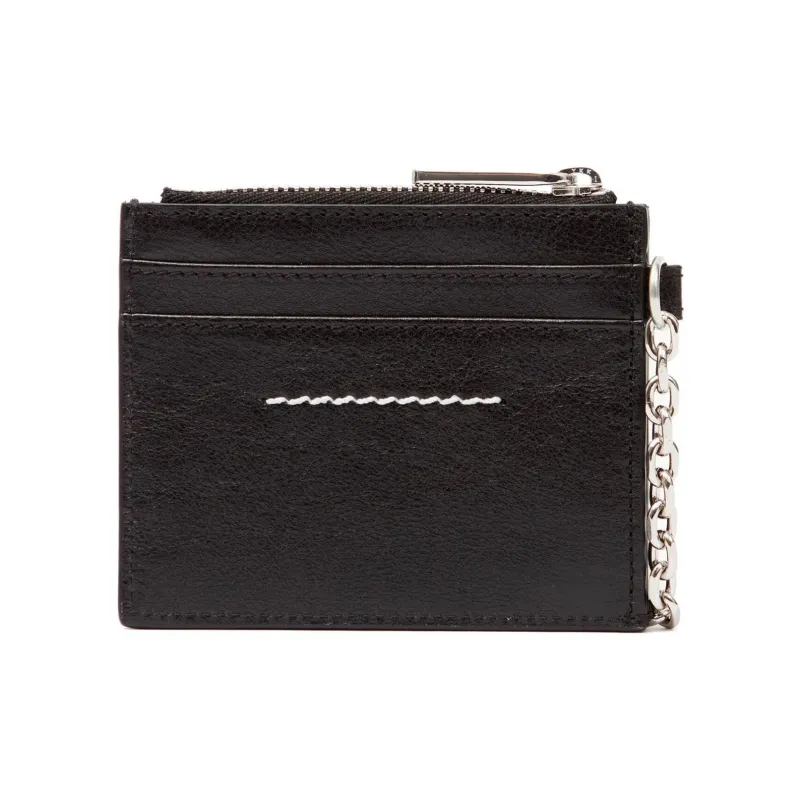 MM6 Maison Margiela Calfskin Card Holder Men's Black-2