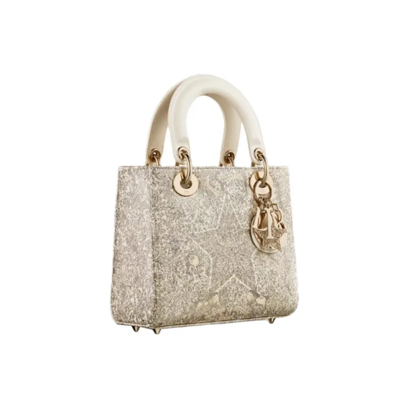 DIOR Lady Dior Around The World Print Calfskin Shoulder Bag, Crossbody Bag, Handbag Trumpets Women's Gold-2