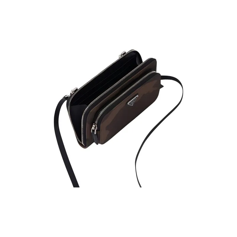 PRADA Leather Crossbody Bag Shoulder Bag Women's Dark Brown-3