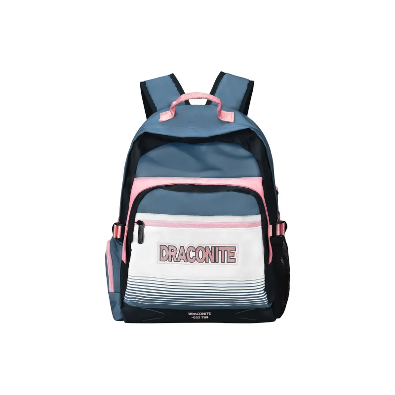 DRACONITE Polyester Student Backpack Backpack Multi-Compartment Backpack Unisex Cerulean White-3