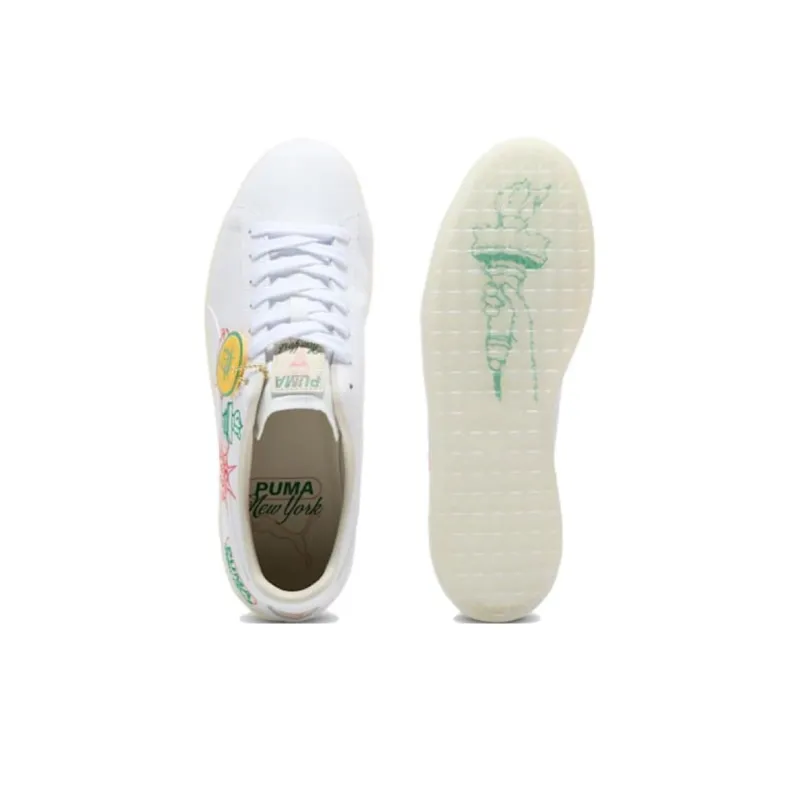 PUMA Clyde Anti Slip Wear Resistant Low Top Skateboard Shoes Unisex White-3