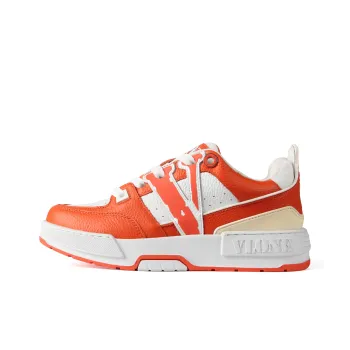 VLONE Slip Resistant And Breathable Low Top Skateboard Shoes Unisex White Orange