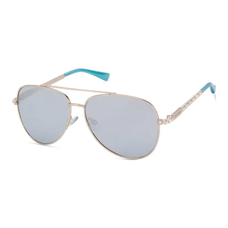GUESS Metal Aviator Sunglasses Women's Gold-0