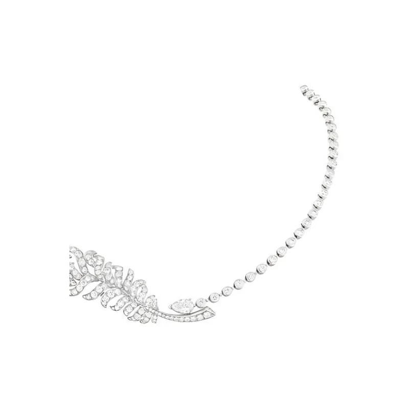 CHANEL 18K White Gold Necklaces Unisex Silver-1