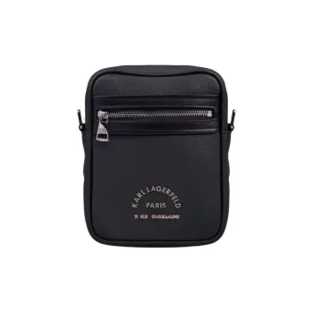 KARL LAGERFELD Leather Crossbody Bag, Shoulder Bag Small Size Men's Black