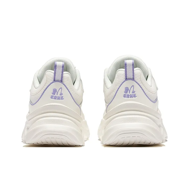 Erke Jade Rabbit Lite Height Increasing Slip Resistant Low Top Casual Shoes Women's Microcrystal White-3