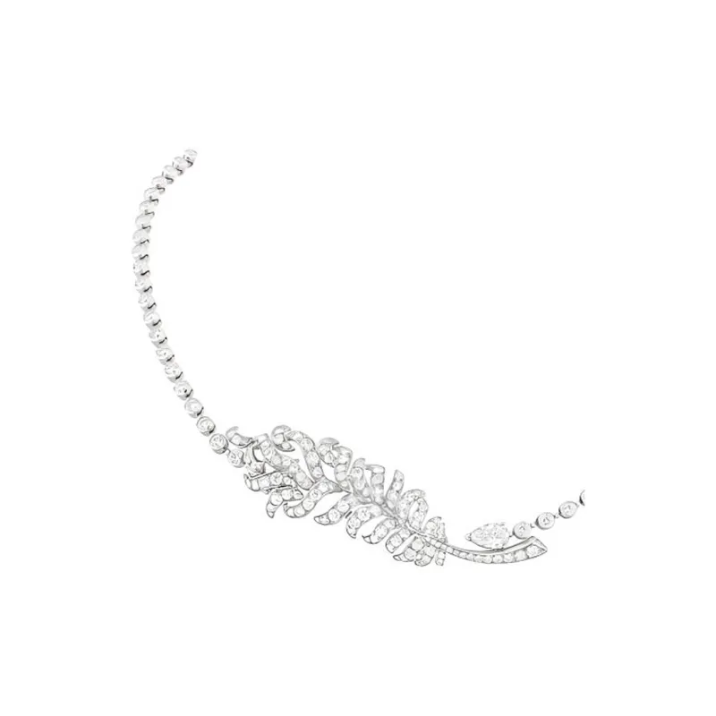 CHANEL 18K White Gold Necklaces Unisex Silver-2
