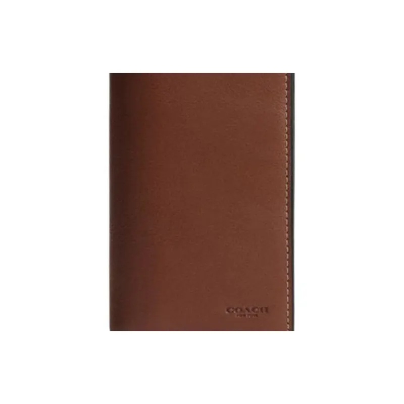 COACH Breast Pocket Grained Leather Wallet Mini Men's Red Wood Color-2