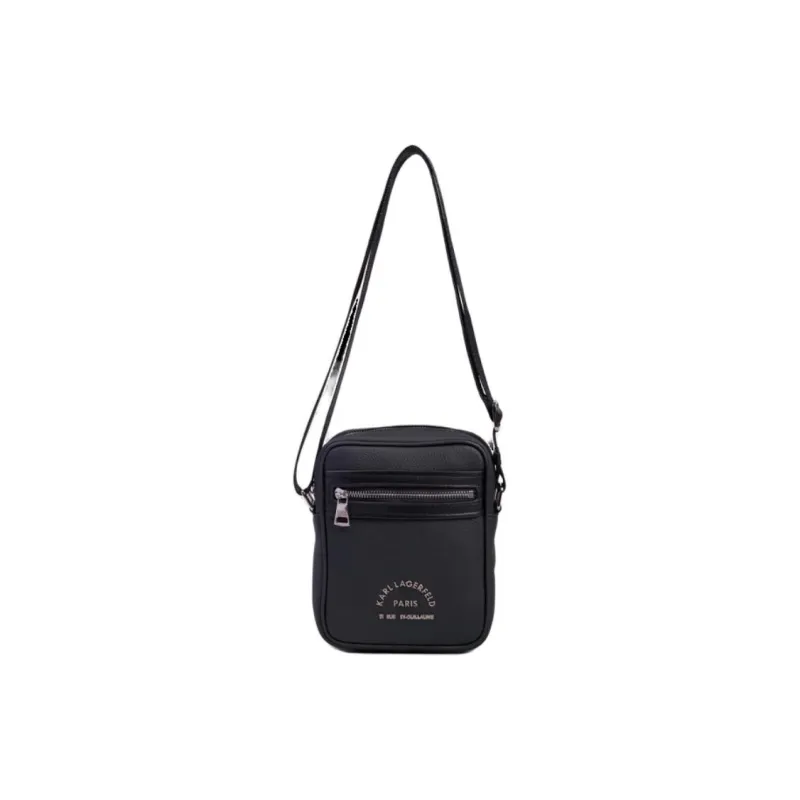 KARL LAGERFELD Leather Crossbody Bag, Shoulder Bag Small Size Men's Black-1
