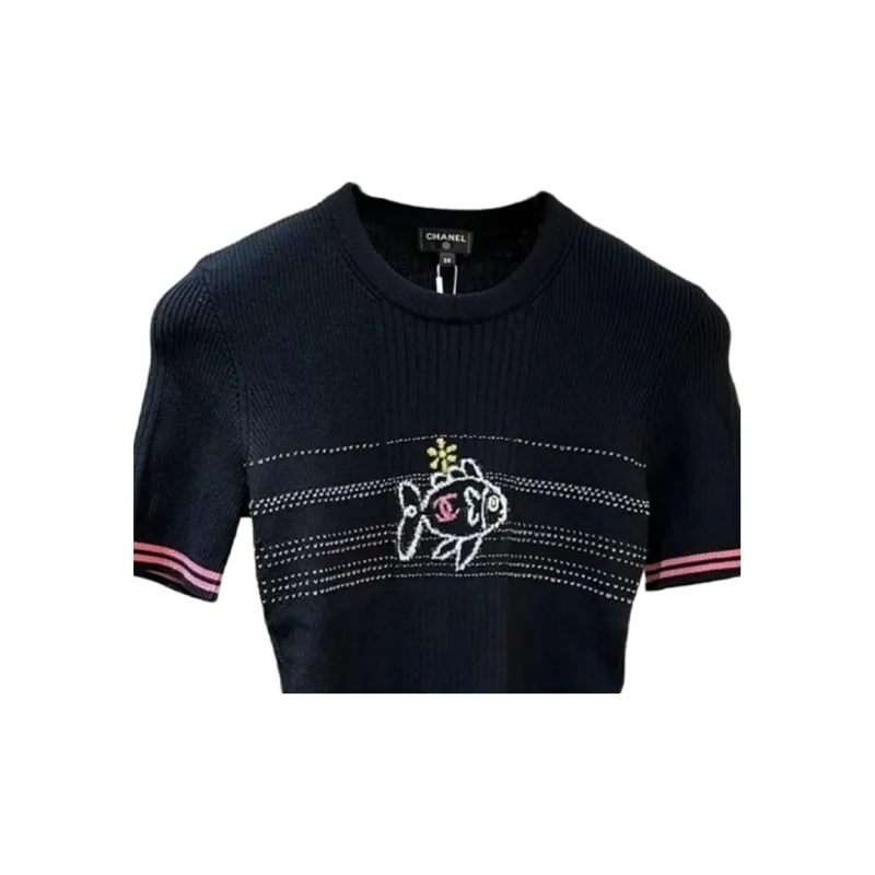 CHANEL Regular T Shirt Women's Black-4