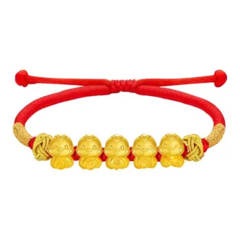 KLFOOK JINLIUFUSHE LINMEN Full Of Blessing Zodiac Year Solid Gold 999 Fixed Price Gold Bracelet Unisex