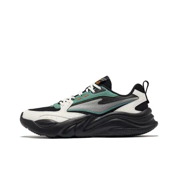 Erke Ci Wu Rebound Wear Resistant Breathable Low Top Casual Shoes Men's Jet Black Sage Leaves