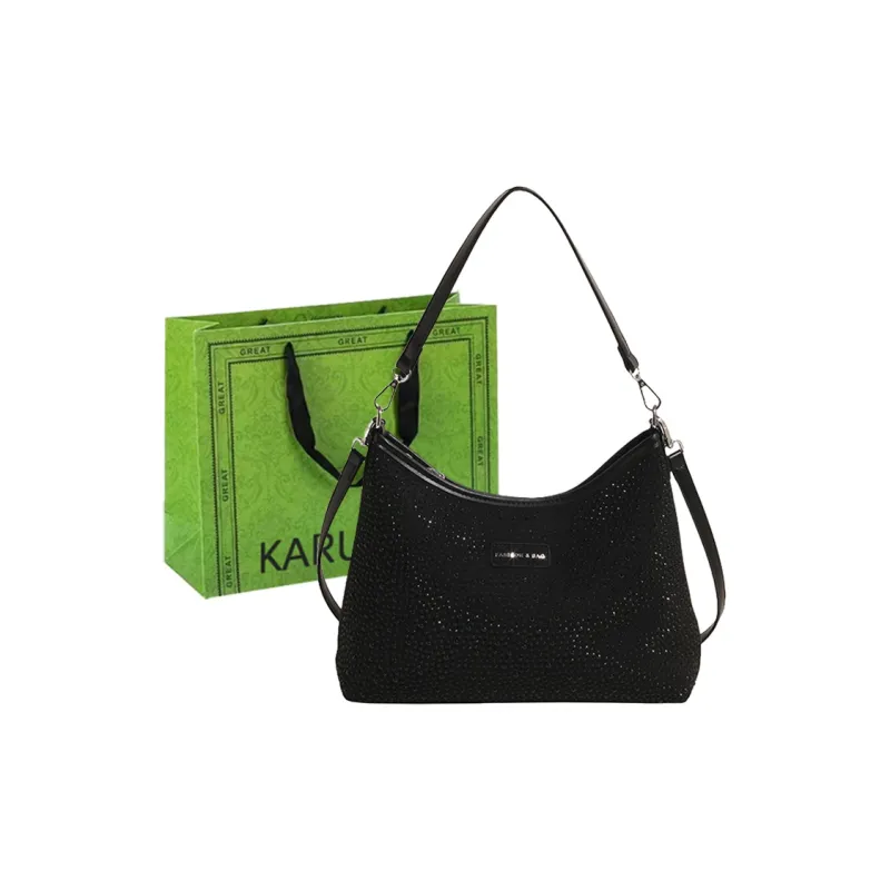 KARUISHA PU Portable One Shoulder Crossbody Tote Women's Silver/Black-4