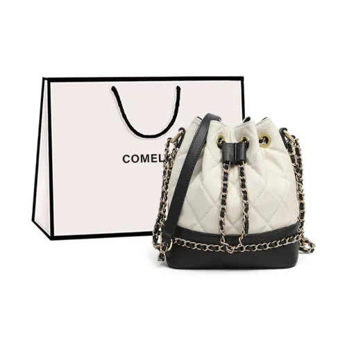 COMELY Cow Leather Shoulder Bag Crossbody Bag Women's White & Black