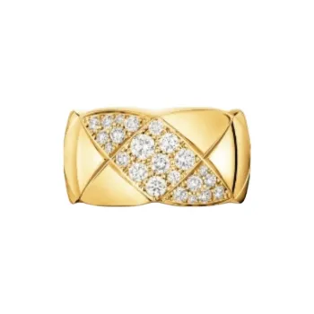 CHANEL 18K Gold, Diamond Rings Unisex Gold