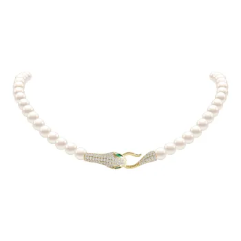 KEYS VIA Copper Alloy Synthetic Cubic Zirconia Faux Pearl Necklaces Women's