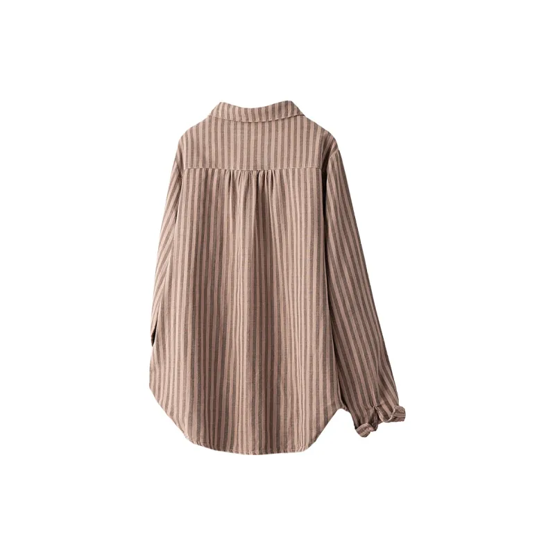 Cypress House Shirt Women's Coffee Stripes-1