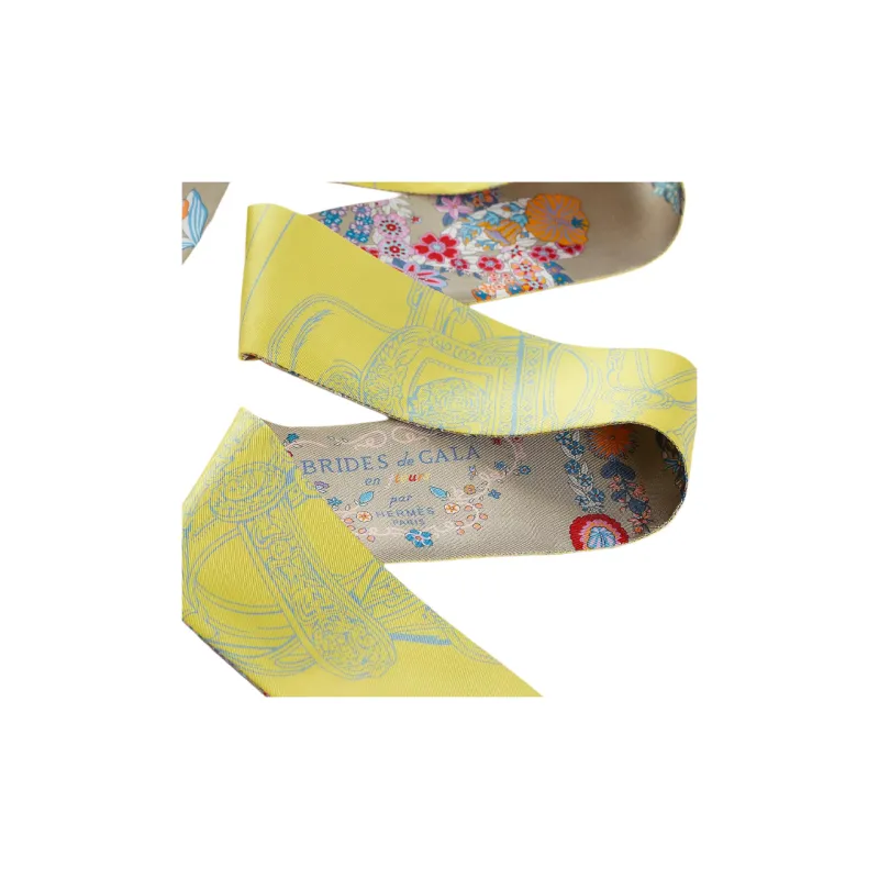 HERMES Silk Silk Scarves Unisex Yellow-1