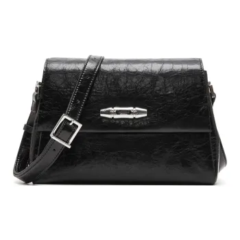 Staccato Cow Leather Shoulder Bag Medium Size Women's Ink Stone Black/Cream Beige
