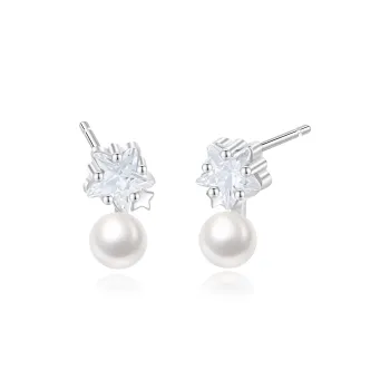 Lao Feng Xiang S925 Sterling Silver Stud Earrings For Girlfriend Women's
