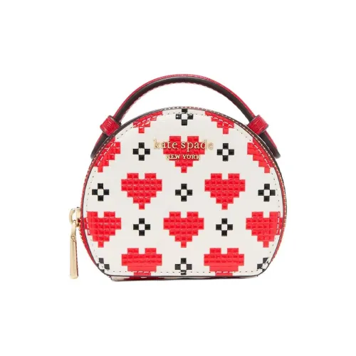 Kate Spade Cowhide Split Leather Handbag Small Size Women's Cream White & Red