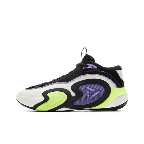 PEAK Basketball Shoes Men Low Top Black White Purple