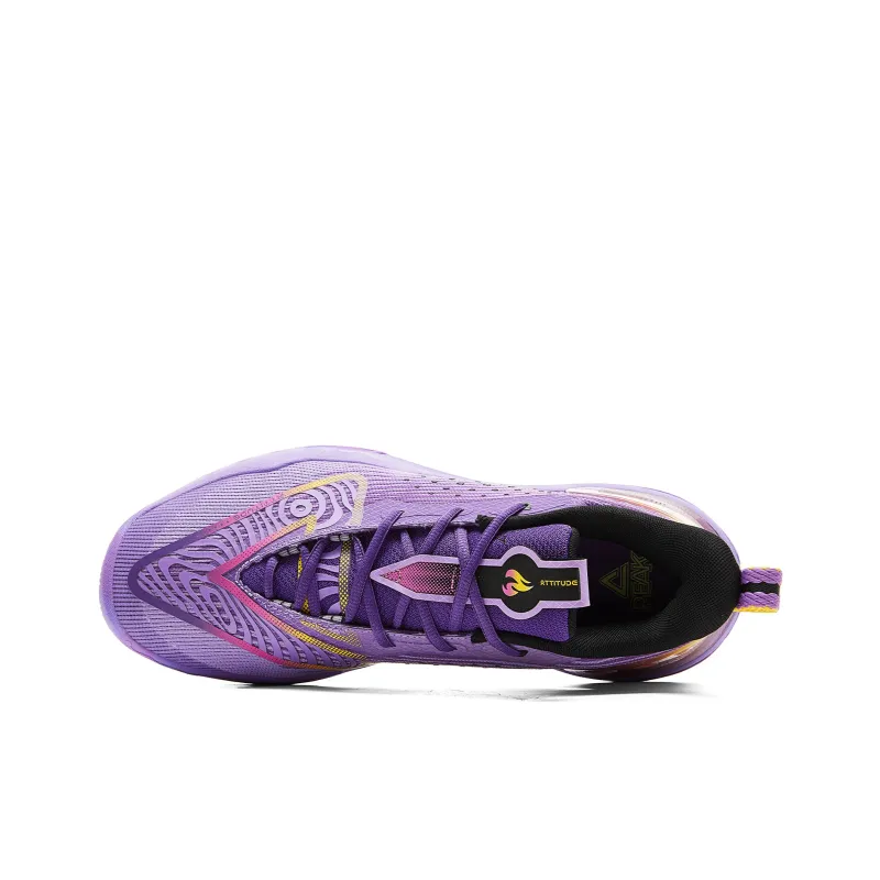 PEAK Basketball Shoes Men Low Top Purple Floral Yarn-3