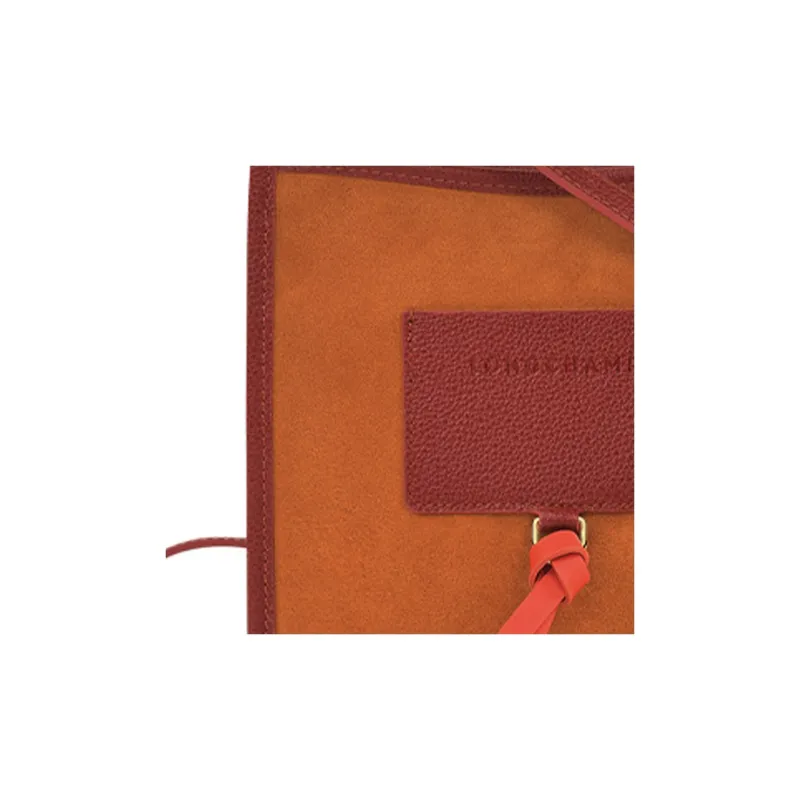 LONGCHAMP Le Foulonné Calfskin Shoulder Bag Crossbody Bag Small Size Women's Orange-4