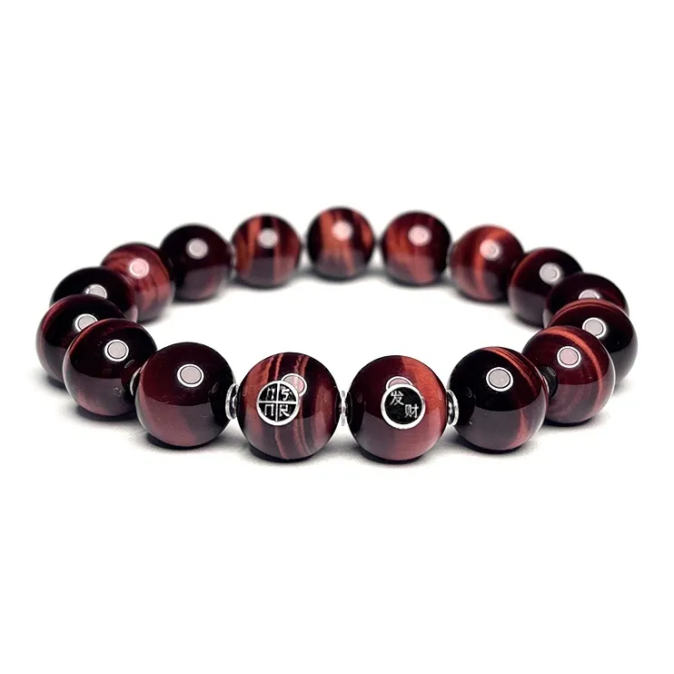 MOUNTAINS AND MANS Tiger's Eye Stone New Chinese Style Good Luck Beaded Bracelet Unisex-0