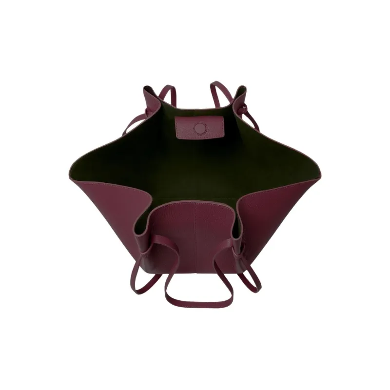 YUZEFI Leather Tote Bag, Shopping Bag, Shoulder Bag Tubas Women's Burgundy-2