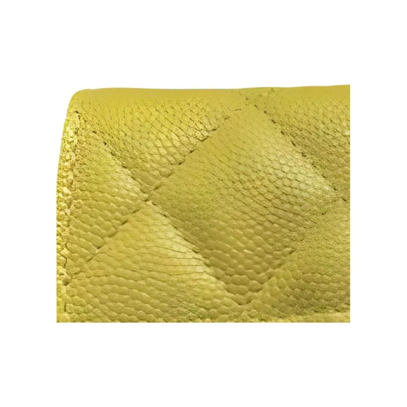 CHANEL Grain Litchi Grain Cow Leather Coin Purse, Wallet, Card Holder Women's Yellow-2