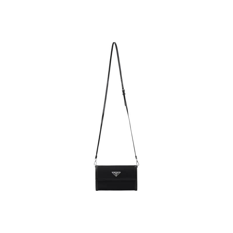PRADA Nylon Fabric With Saffiano Leather Shoulder Bag, Crossbody Bag Women's Black-1