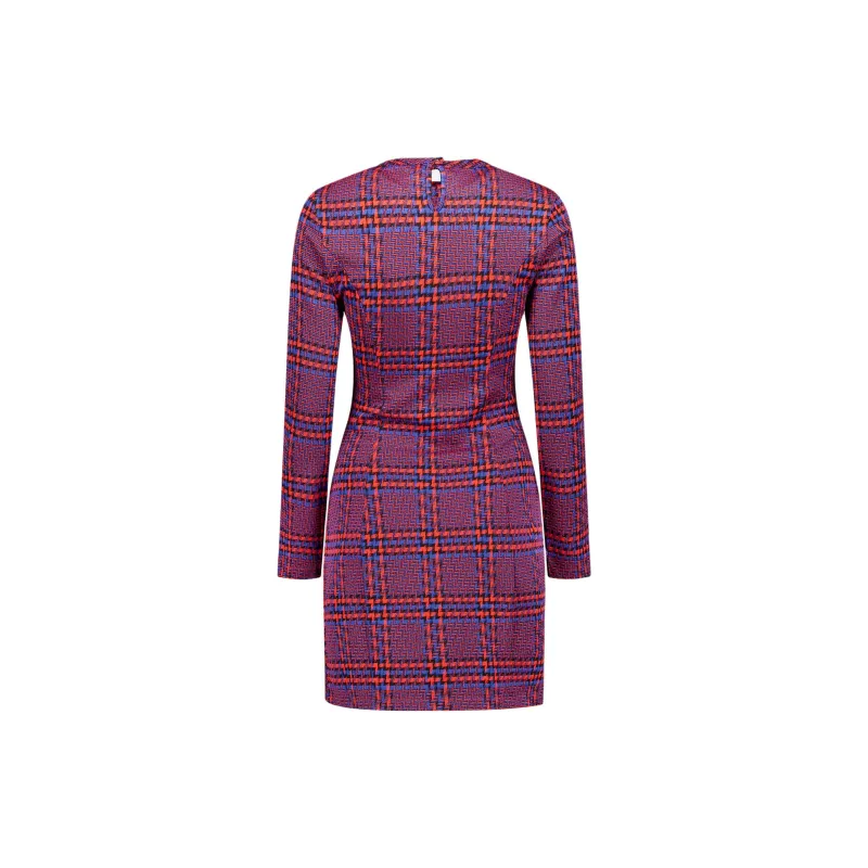 Rabanne Plaid Long Sleeve Dress 'Red/Blue'-1