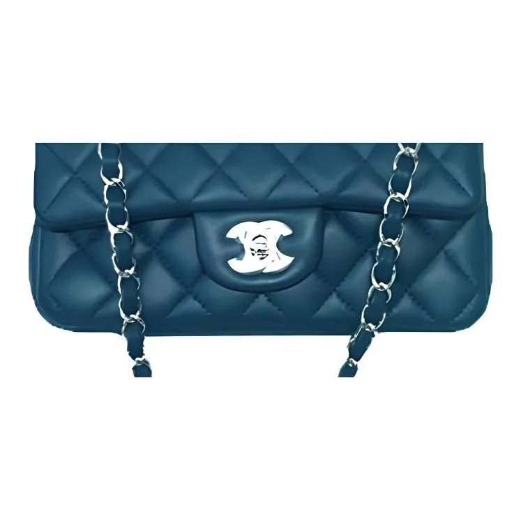 CHANEL Classic Flap CF Sheepskin Metal Chain Shoulder Bag, Crossbody Bag Mini Women's Lake Green-3