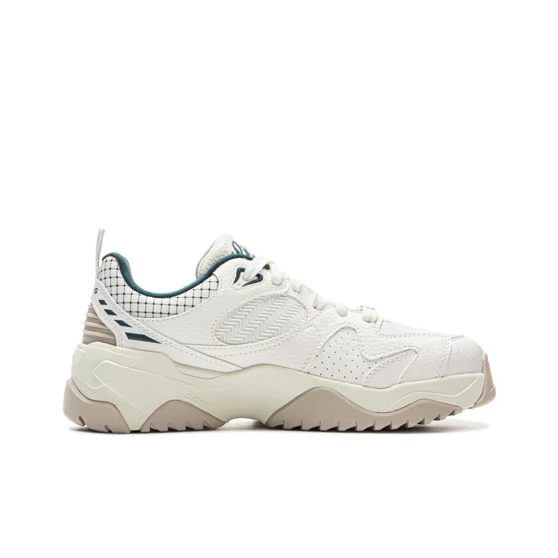 LiNing Tianji 3 Slip Resistant Cushioning Abrasion Resistant Lightweight Low Top Skateboard Shoes Women's White Green-1
