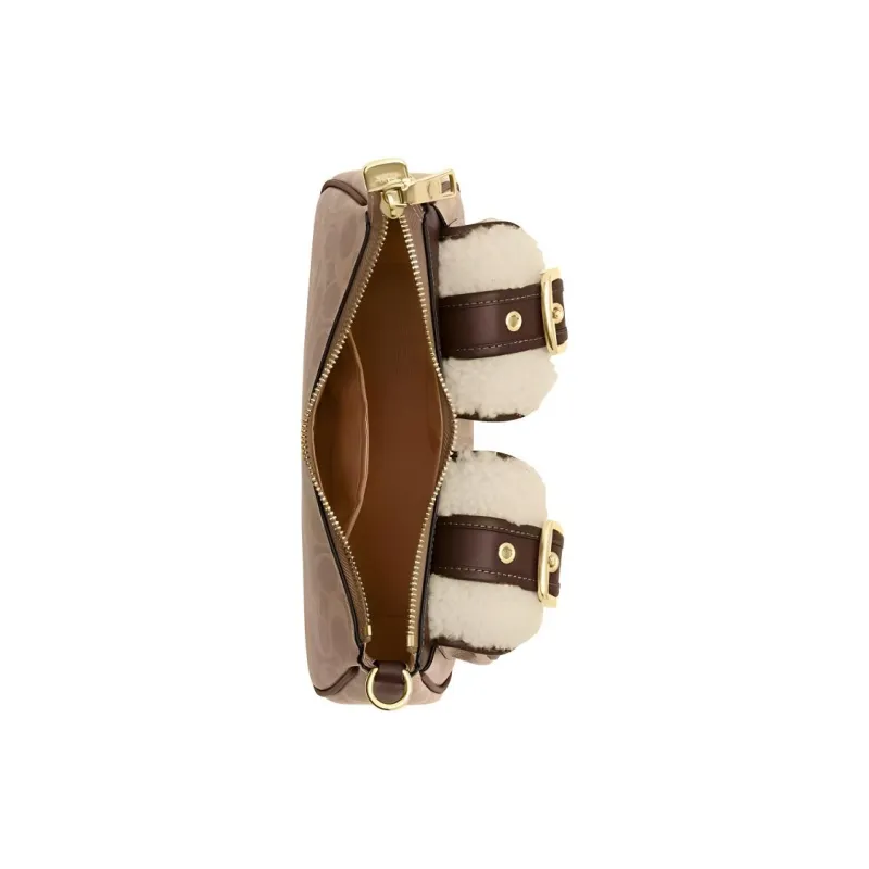 COACH Coated Canvas Shoulder Bag Crossbody Bag Handbag Medium Size Unisex Tan-2