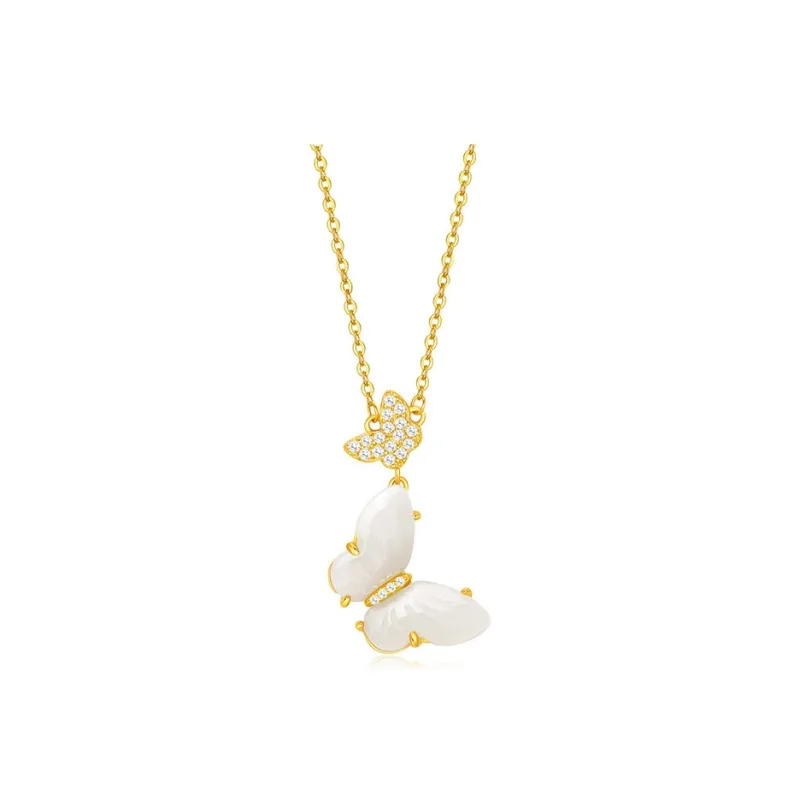 MUSHIFEN Hetian Jade Necklaces Pale Greenish White Jade Women's-0