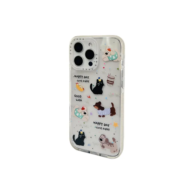Wei Xin Acrylic Material Transparent Kitten Puppy Phone Cases Compatible With IPhone 16/15 Pro Max/Apple 13/14 Pro/Max-2