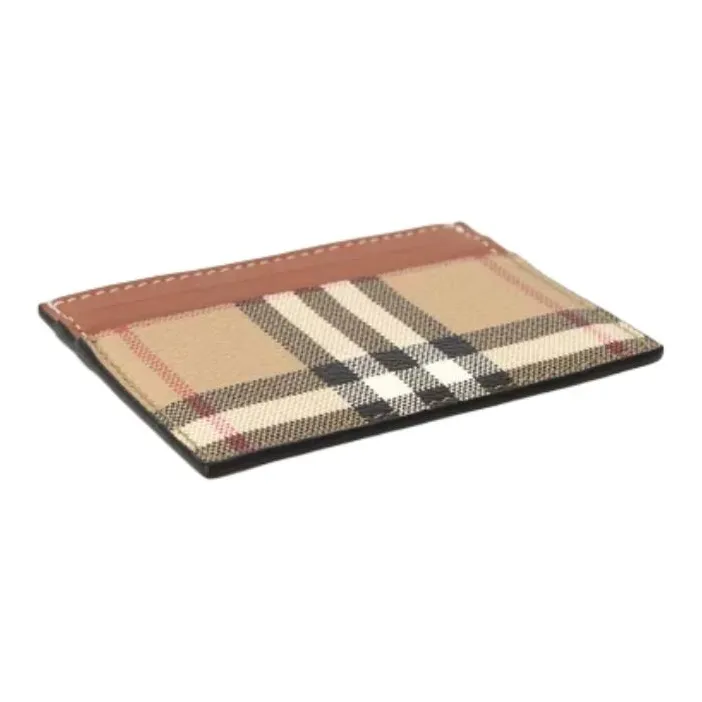 Burberry PU Polyurethane Card Holder Women's Brown-2