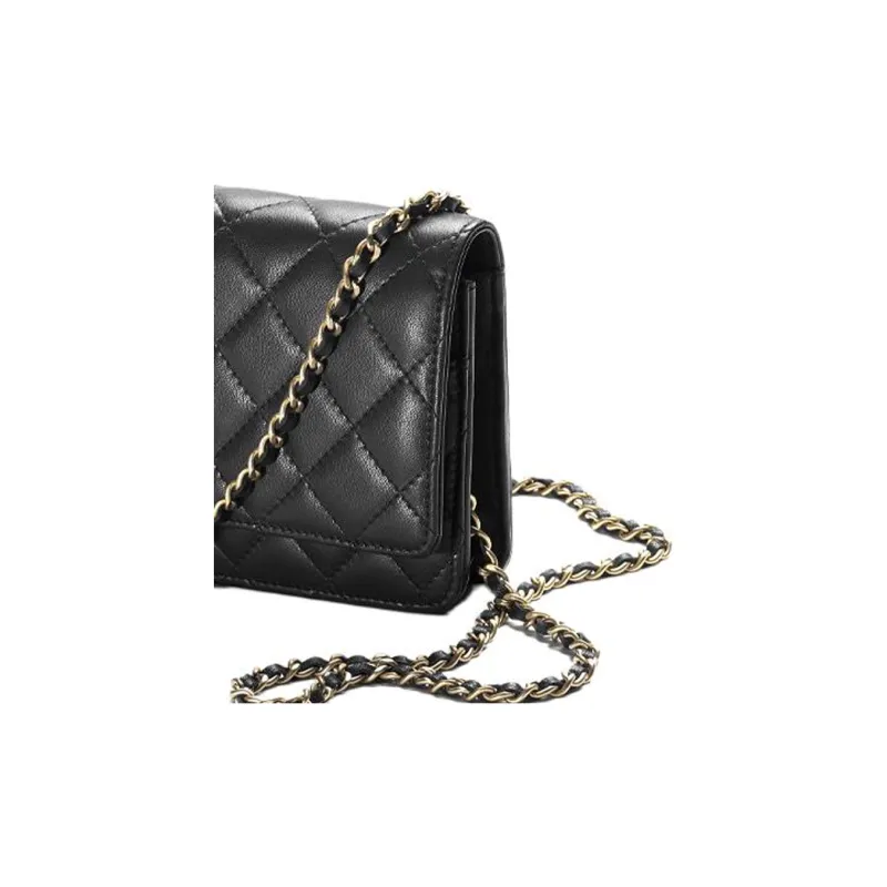 CHANEL WOC Sheepskin Shoulder Bag, Crossbody Bag Women's Black-3