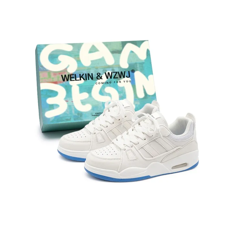 WELKIN&WZWJ Skateboard Shoes Unisex Low Top White Blue Red-14
